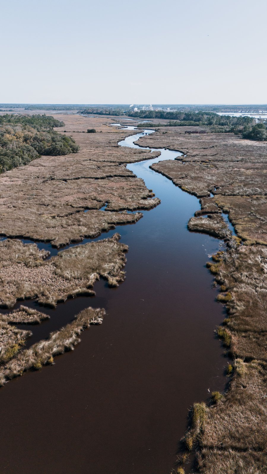 Aerial view of the Edisto River winding through the South Carolina Lowcountry